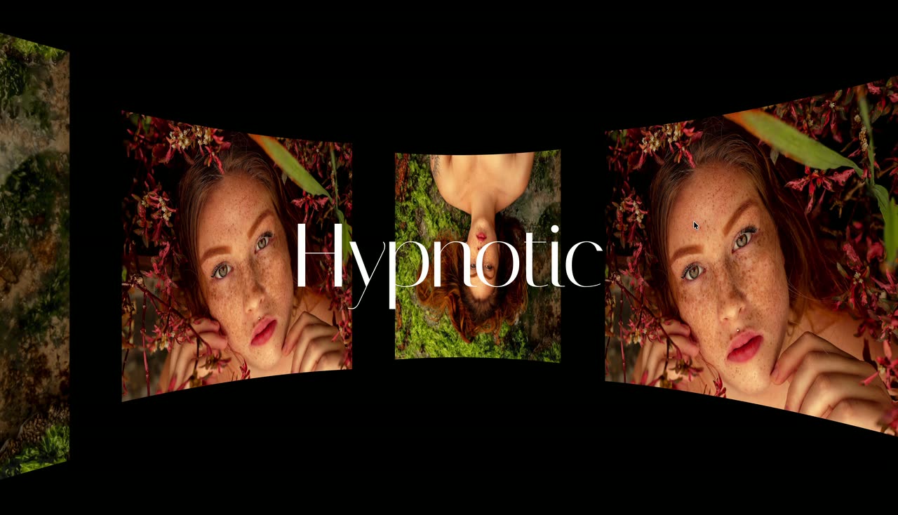 Portrait panels bending around a dark scene with a serif title over the middle.