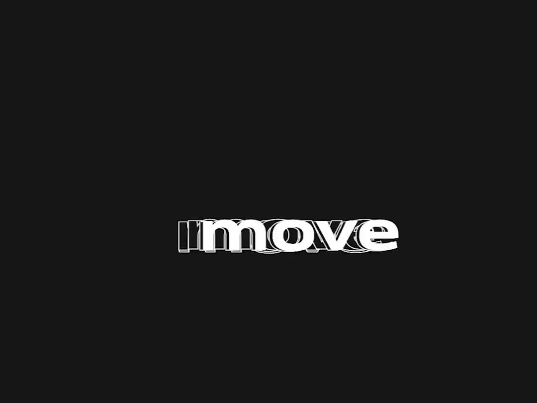 A white word on charcoal with outlined duplicates trailing as it follows the mouse.