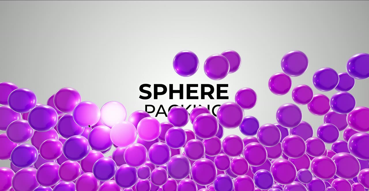 Purple and pink glossy balls filling the lower screen and parting around a glowing cursor.