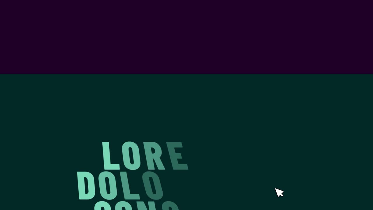 Heavy condensed placeholder text in violet, mint and orange revealing line by line on dark backgrounds.